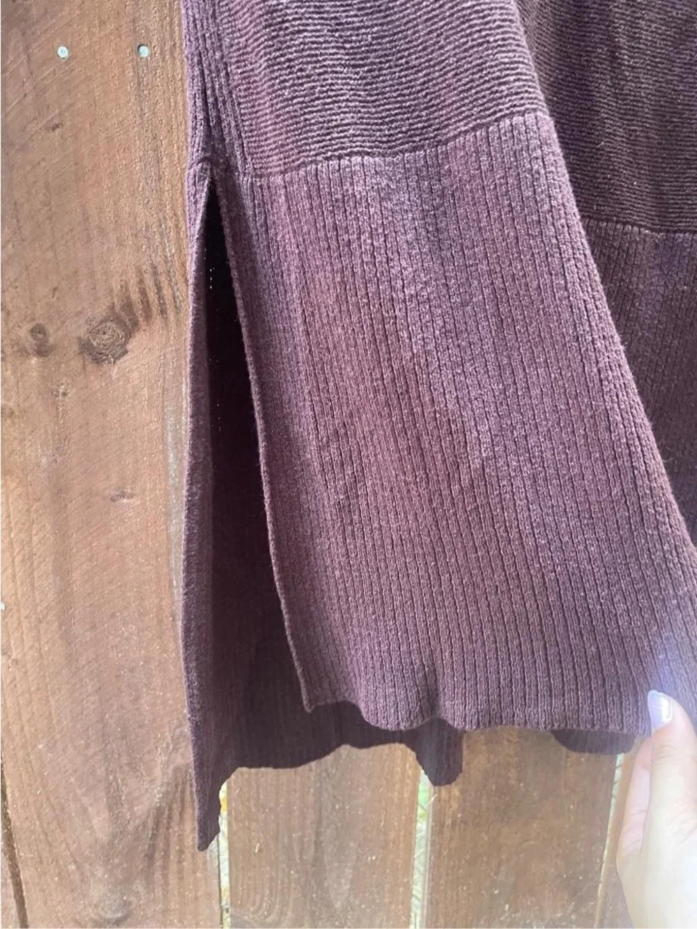 Free People Tunic Sweater CrissCross Front Knit Mocha Brown Linen Blend Sz S